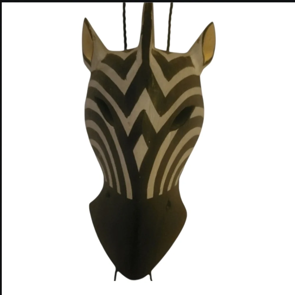 Hand-carved Wooden African Animal Masks‎ Wall Hanging Art Giraffe Zebra Elephant